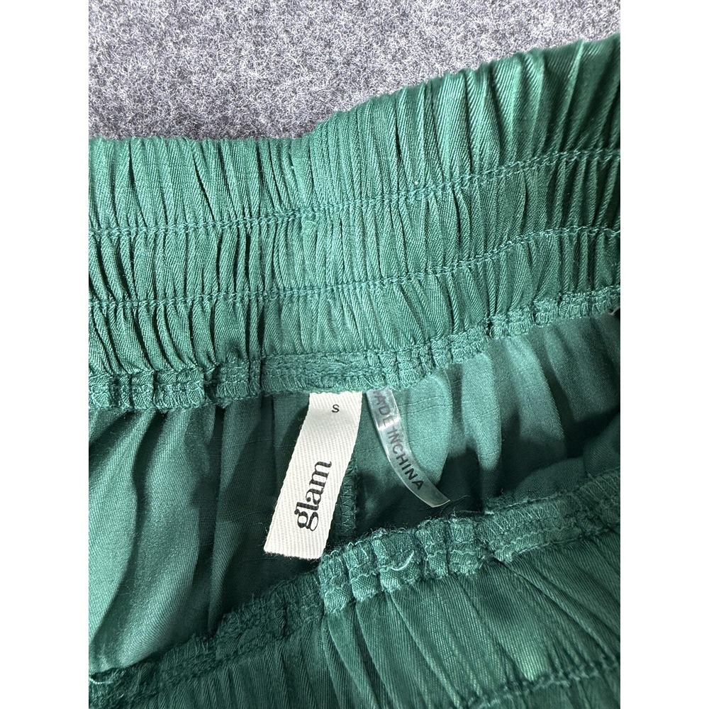 Glam Wide Leg Flowy Pants Green Small Boho‎ Summer Festival Coastal - Picture 9 of 14
